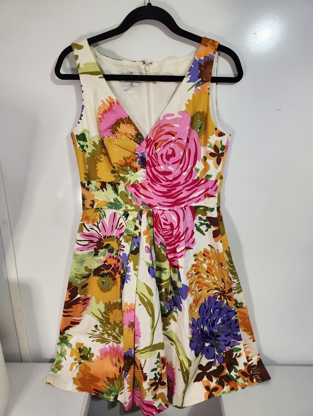 Suzi Chin for Maggy Boutique Cream Lined Dress, Size 10